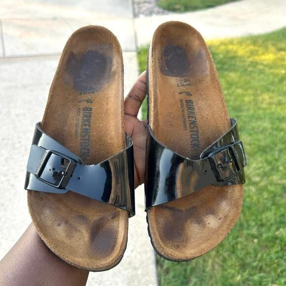 Birkenstock Madrid Black Patent Leather Sandals Birk Size‎ 41 L10 M8 - Picture 16 of 16